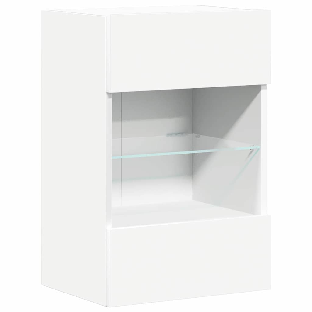 Armarios de pared con luces LED para TV 2 uds blanco 40x30x60,5 cm