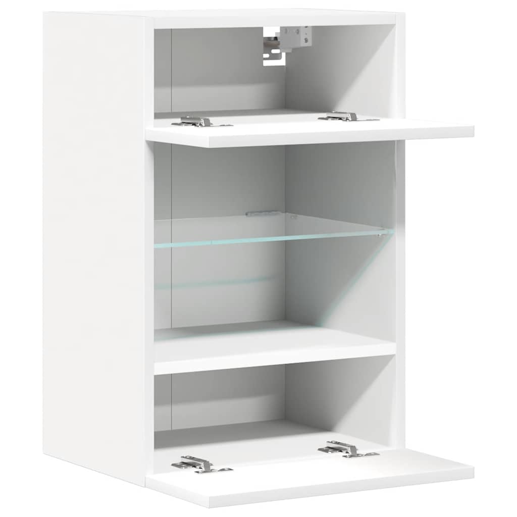 Armarios de pared con luces LED para TV 2 uds blanco 40x30x60,5 cm