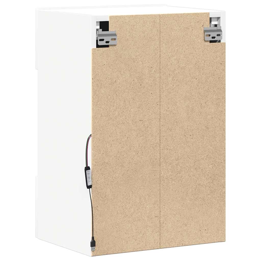 Armarios de pared con luces LED para TV 2 uds blanco 40x30x60,5 cm