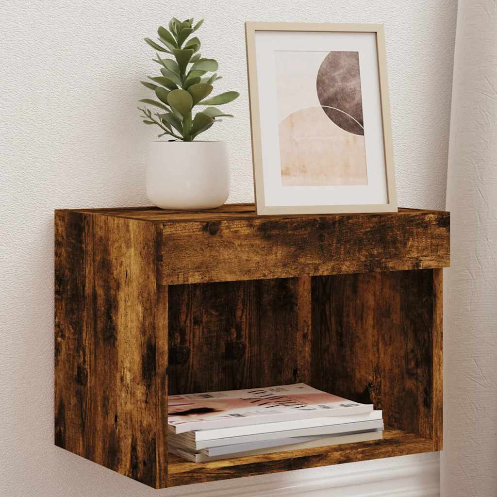 Mesa de cabeceira de parede com luzes LED branca