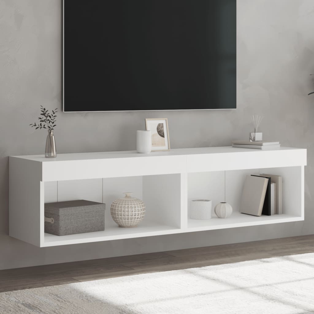 Muebles de TV con luces LED 2 uds roble ahumado 100x30x30 cm