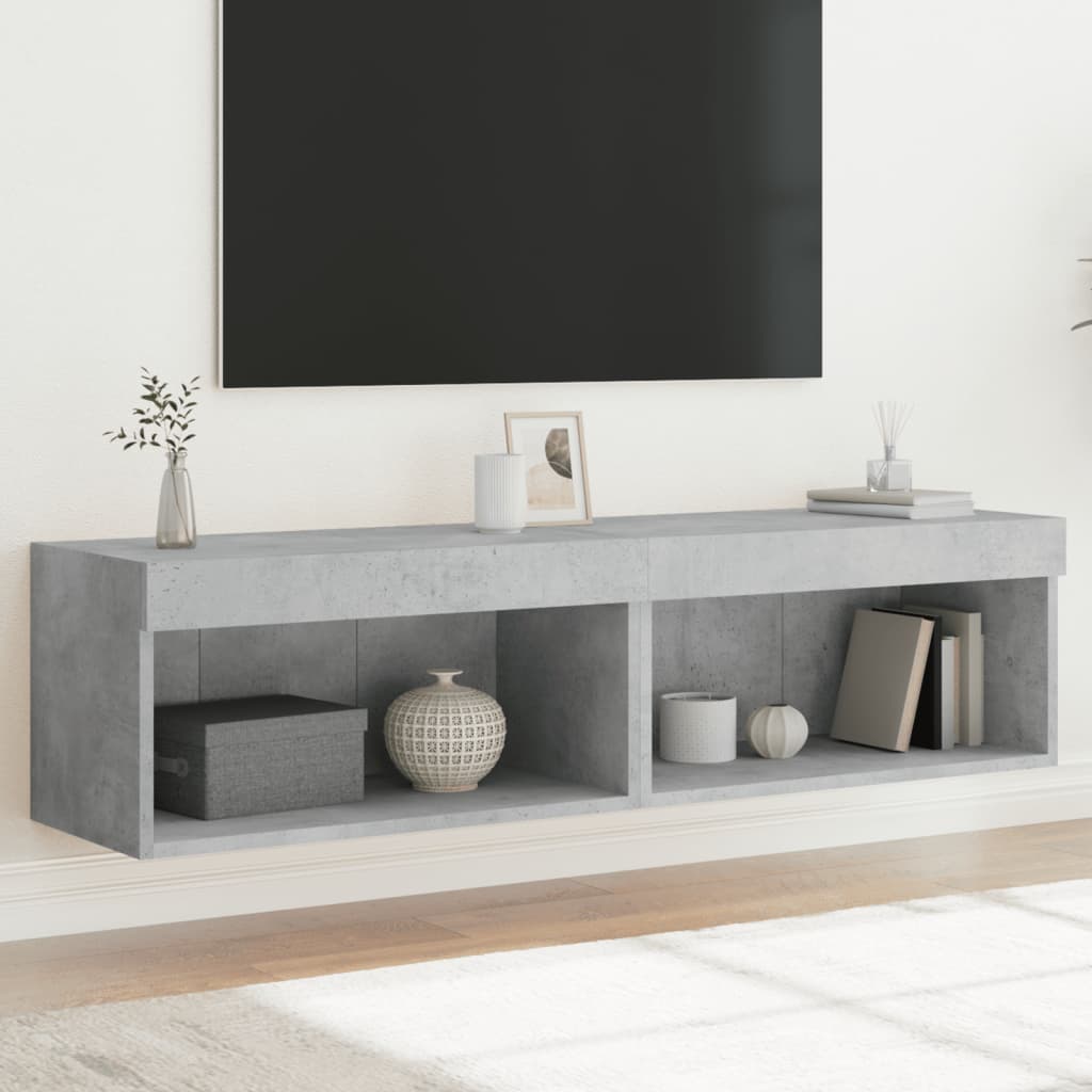 Muebles de TV con luces LED 2 uds roble ahumado 100x30x30 cm