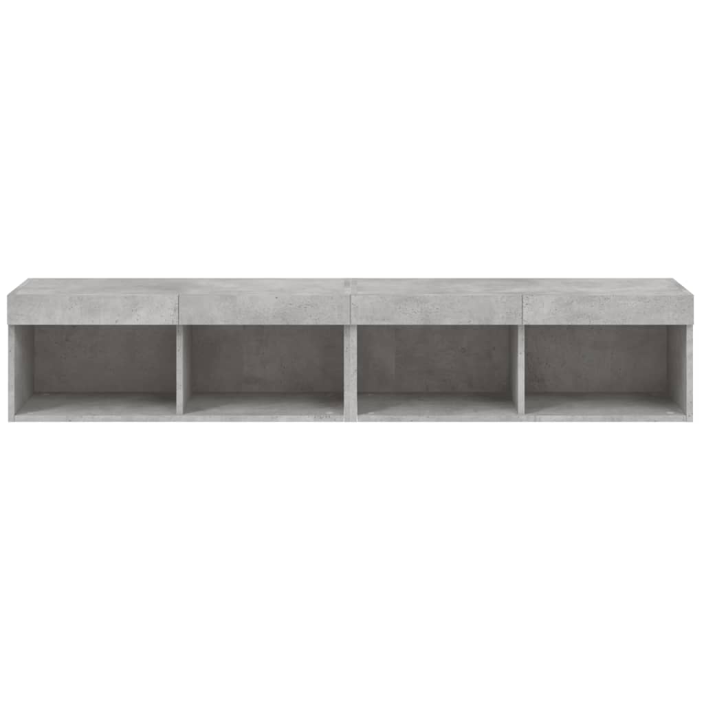 Muebles de TV con luces LED 2 uds gris hormigón 80x30x30 cm
