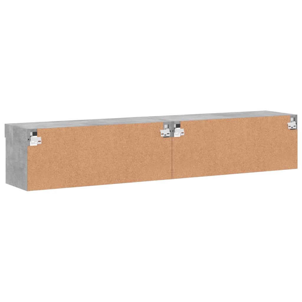 Muebles de TV con luces LED 2 uds gris hormigón 80x30x30 cm