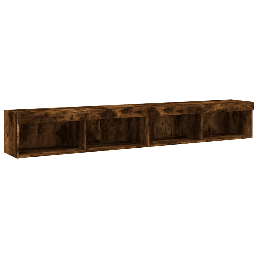 Muebles de TV con luces LED 2 uds roble ahumado 100x30x30 cm