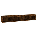 Muebles de TV con luces LED 2 uds roble ahumado 100x30x30 cm
