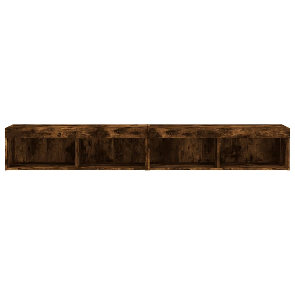 Muebles de TV con luces LED 2 uds roble ahumado 100x30x30 cm