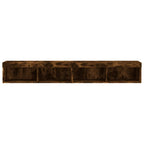 Muebles de TV con luces LED 2 uds roble ahumado 100x30x30 cm