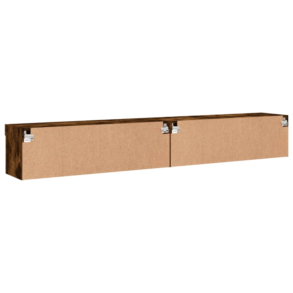 Muebles de TV con luces LED 2 uds roble ahumado 100x30x30 cm