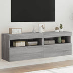Muebles de pared de TV 2 uds madera gris hormigón 100x30x30 cm