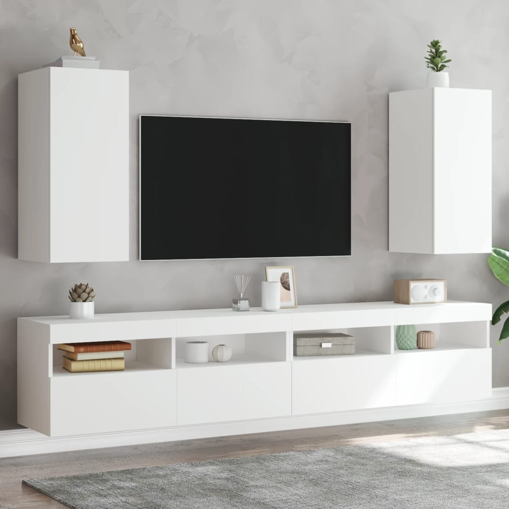 Muebles de pared de TV 2 uds madera gris hormigón 100x30x30 cm