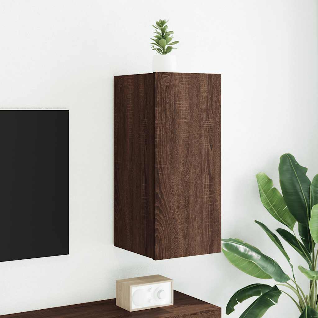 Mueble de pared TV con luces LED gris hormigón 140x31x38 cm