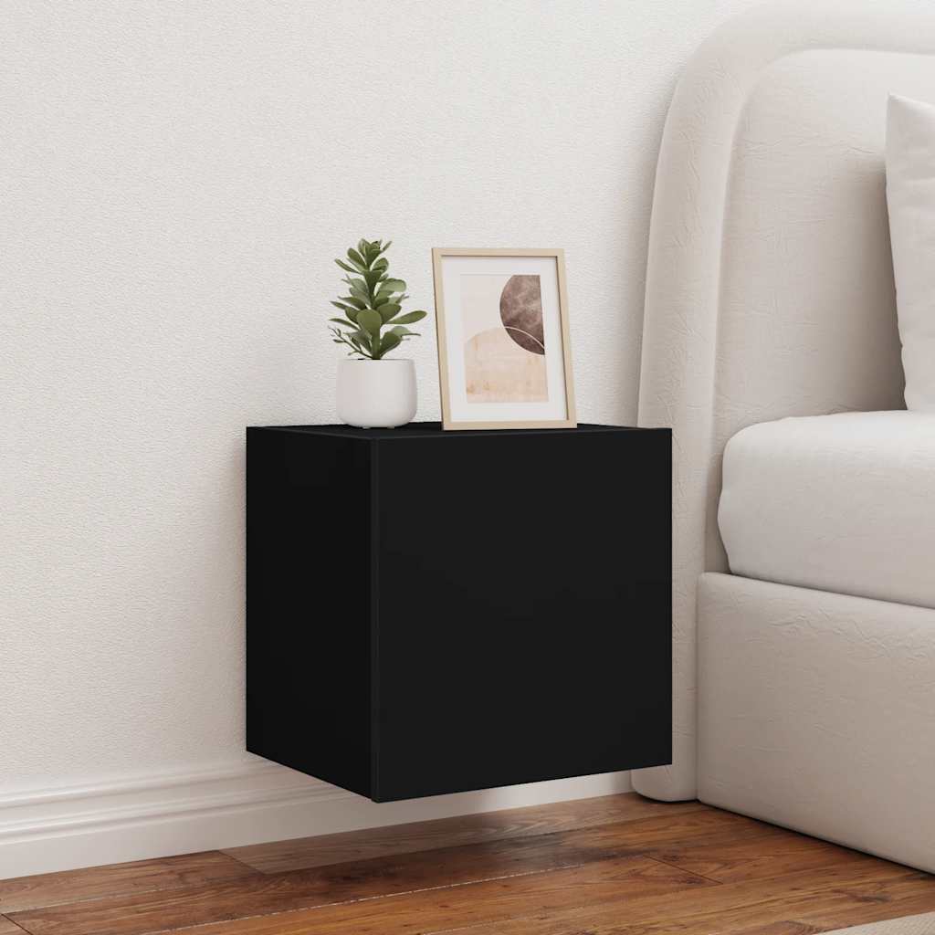 Mueble de pared TV con luces LED gris hormigón 140x31x38 cm
