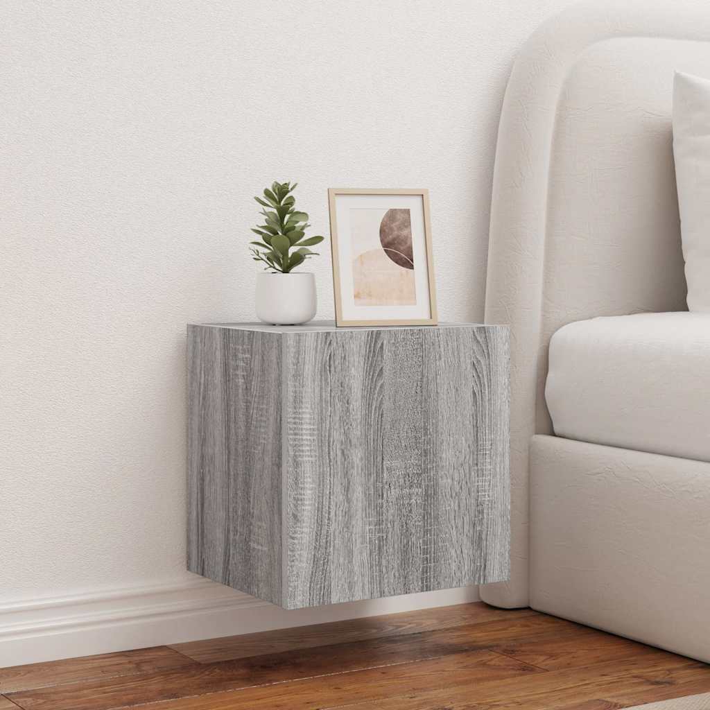 Mueble de pared TV con luces LED gris hormigón 140x31x38 cm