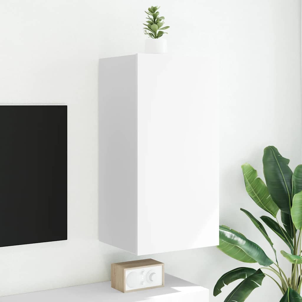 Mueble de pared TV con luces LED gris hormigón 140x31x38 cm