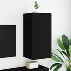 Mueble de pared TV con luces LED gris hormigón 140x31x38 cm