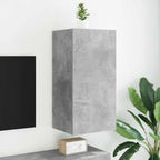 Mueble de pared TV con luces LED gris hormigón 140x31x38 cm