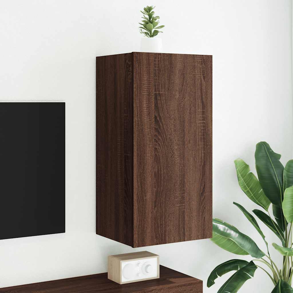 Mueble de pared TV con luces LED gris hormigón 140x31x38 cm