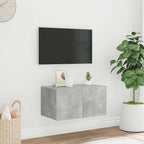 Mueble de pared TV con luces LED gris hormigón 140x31x38 cm