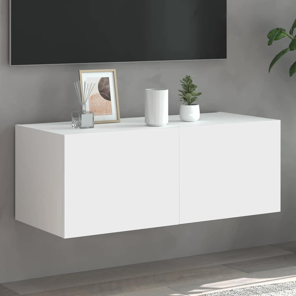 Mueble de pared TV con luces LED gris hormigón 140x31x38 cm