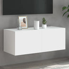 Mueble de pared TV con luces LED gris hormigón 140x31x38 cm