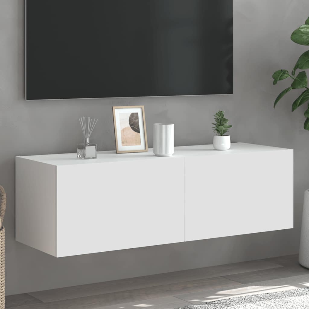 Mueble de pared TV con luces LED gris hormigón 140x31x38 cm
