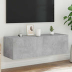 Mueble de pared TV con luces LED gris hormigón 140x31x38 cm