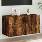 Mueble de pared TV con luces LED gris hormigón 140x31x38 cm