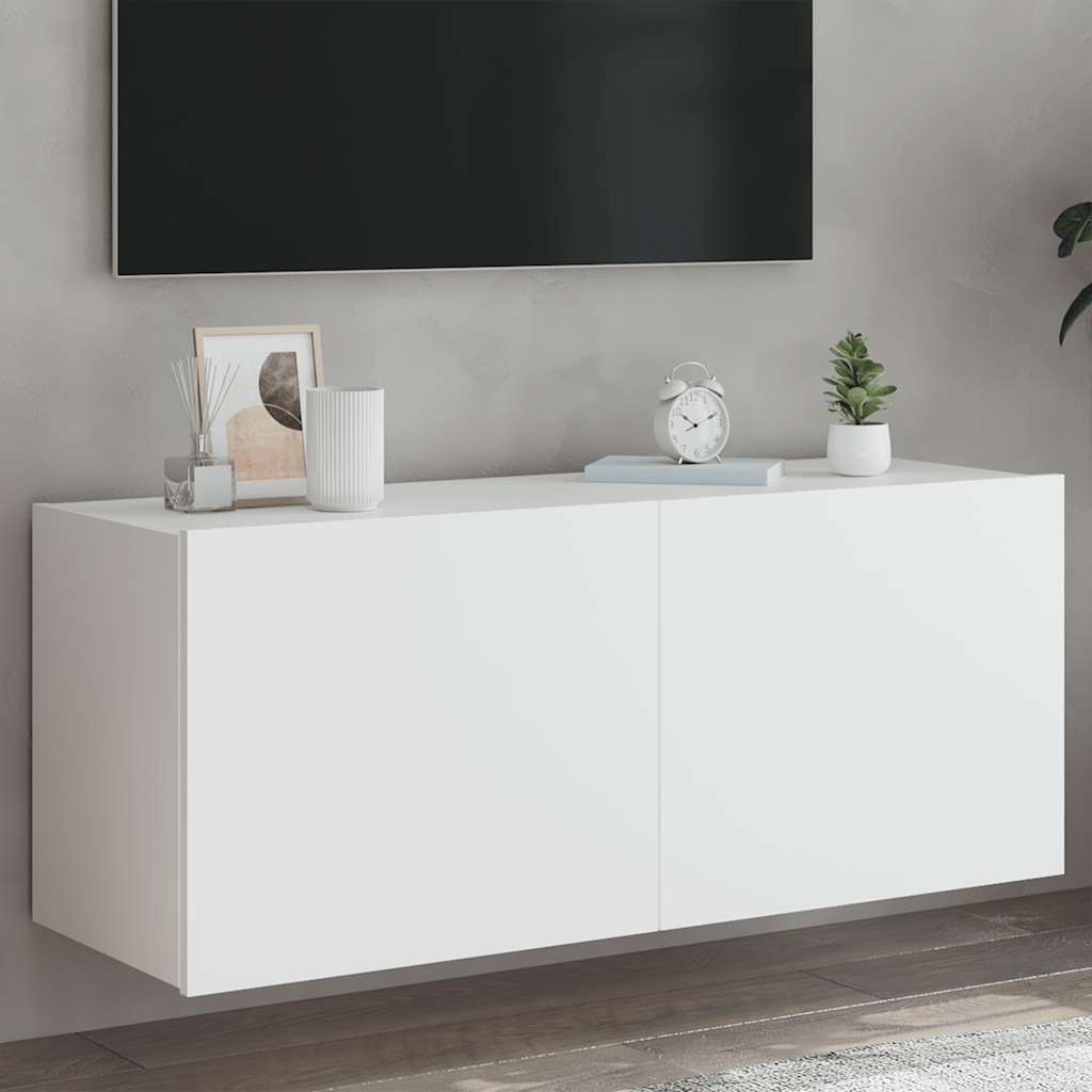 Mueble de pared TV con luces LED gris hormigón 140x31x38 cm