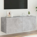 Mueble de pared TV con luces LED gris hormigón 140x31x38 cm