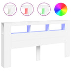 Cabecero con LED madera de ingeniería blanco 200x18,5x103,5 cm