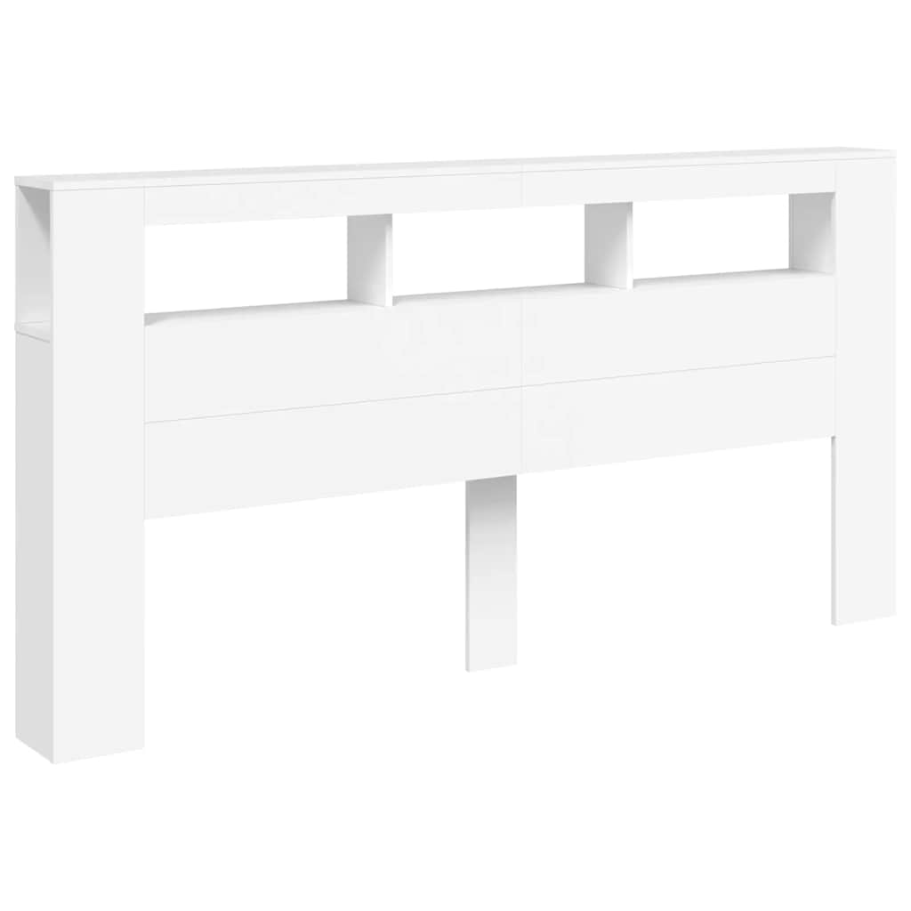 Cabecero con LED madera de ingeniería blanco 200x18,5x103,5 cm