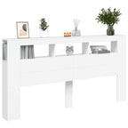Cabecero con LED madera de ingeniería blanco 200x18,5x103,5 cm