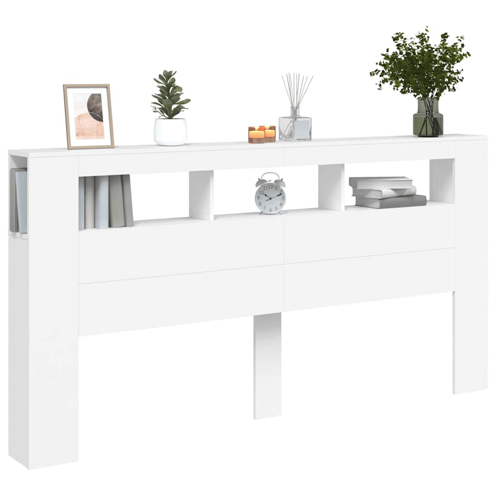 Cabecero con LED madera de ingeniería blanco 200x18,5x103,5 cm