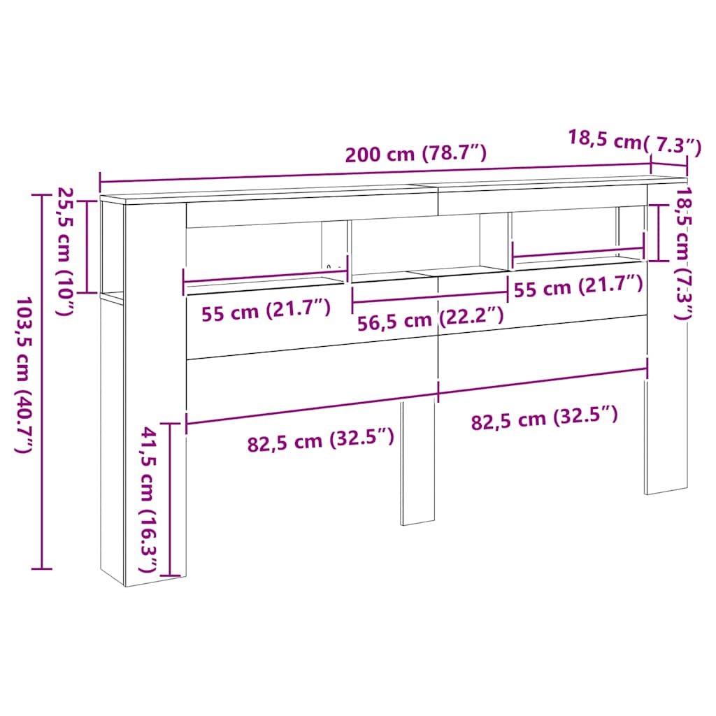 Cabecero con LED madera de ingeniería blanco 200x18,5x103,5 cm