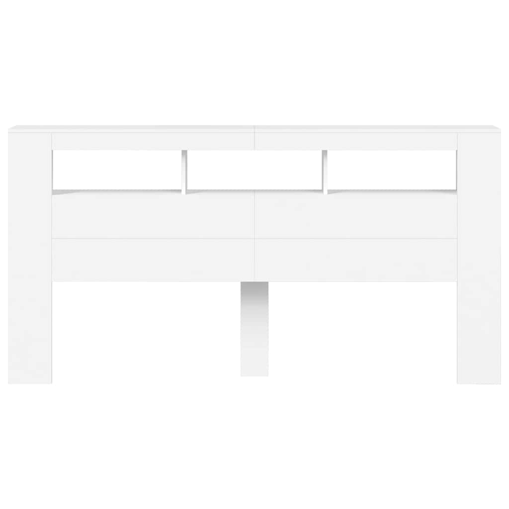 Cabecero con LED madera de ingeniería blanco 200x18,5x103,5 cm
