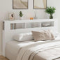 Headboard with LED engineered wood white 200x18.5x103.5 cm