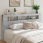 Headboard with LED engineered wood white 200x18.5x103.5 cm