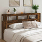 Headboard with LED engineered wood white 200x18.5x103.5 cm