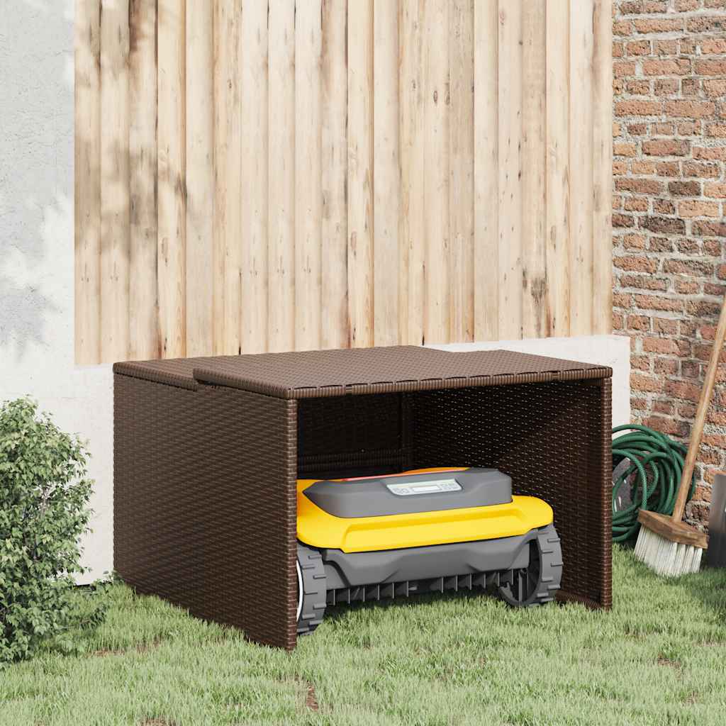 Garagem para robot corta-relva em vime sintético bege 86x90x52/57cm