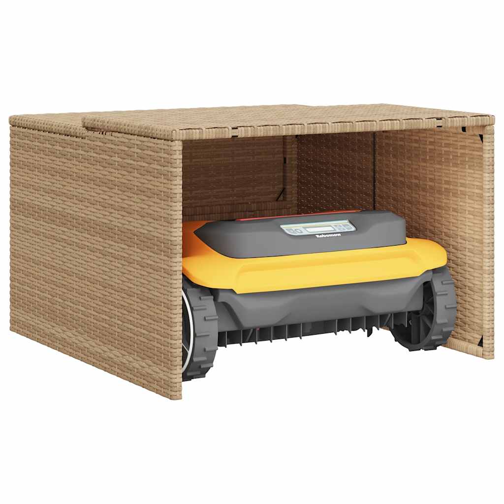 Caseta de robot cortacésped ratán sintético beige 86x90x52/57cm