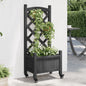 Jardinera con enrejado y ruedas madera maciza de abeto gris