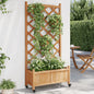 Jardinera con enrejado y ruedas madera maciza de abeto gris