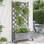 Jardinera con enrejado y ruedas madera maciza de abeto gris