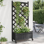 Jardinera con enrejado y ruedas madera maciza de abeto gris