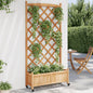 Jardinera con enrejado y ruedas madera maciza de abeto gris