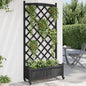 Jardinera con enrejado y ruedas madera maciza de abeto gris