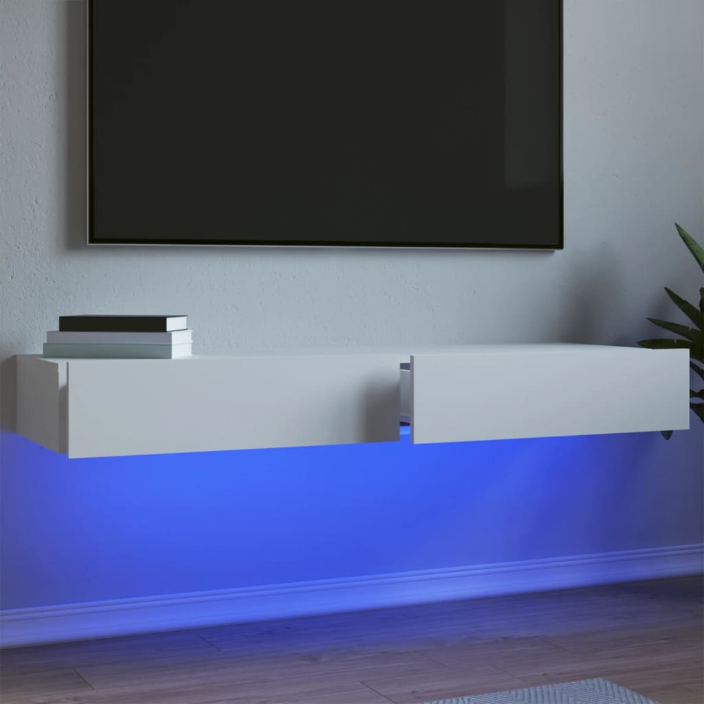 Mueble de TV con luces LED 2 uds gris hormigón 60x35x15,5 cm