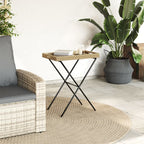Mesa con bandeja plegable ratán sintético beige 65x40x75 cm