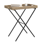 Mesa con bandeja plegable ratán sintético beige 65x40x75 cm